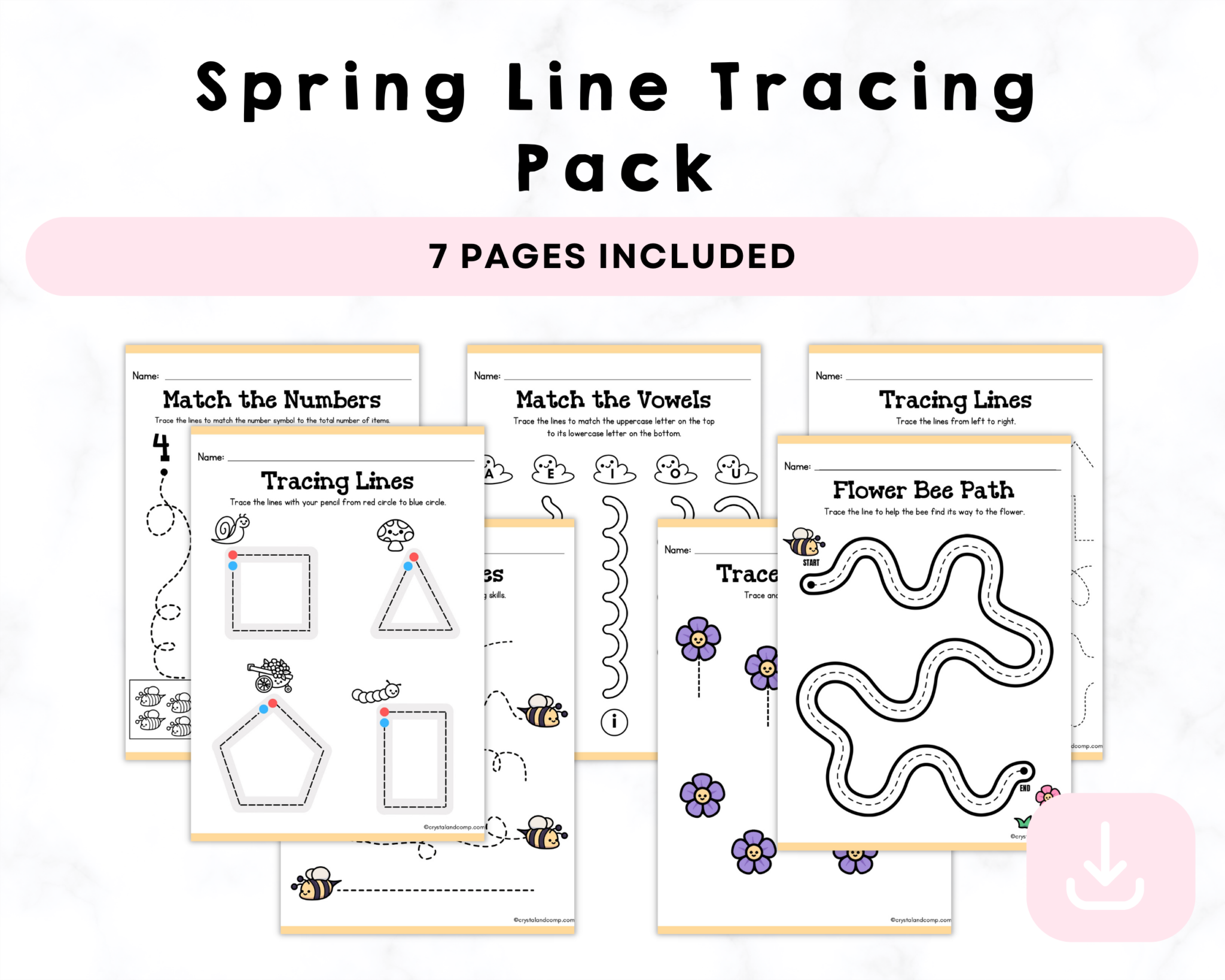 Spring Line Work Simple Spring Line Tracing Pack